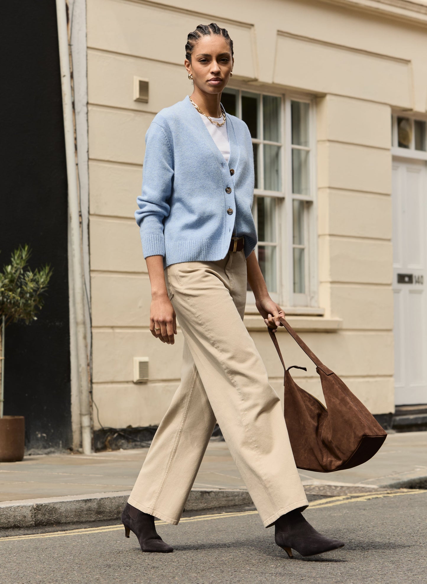 Celine V-neck Wool Blend Cardigan