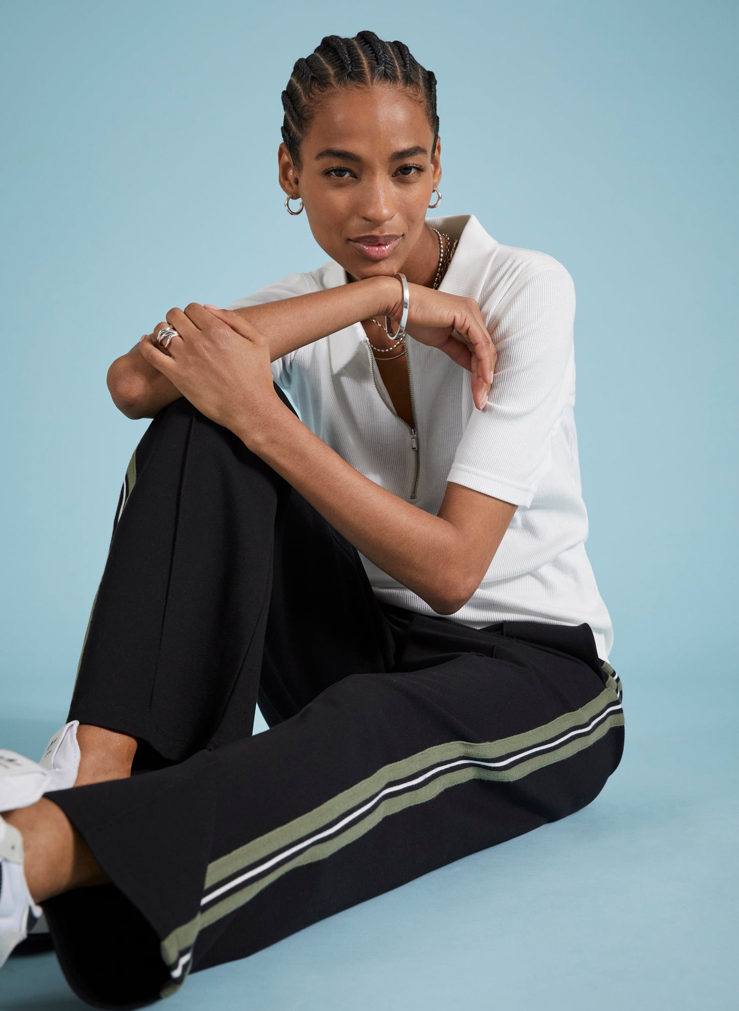 Ivy Organic Rib Zip Collar Top