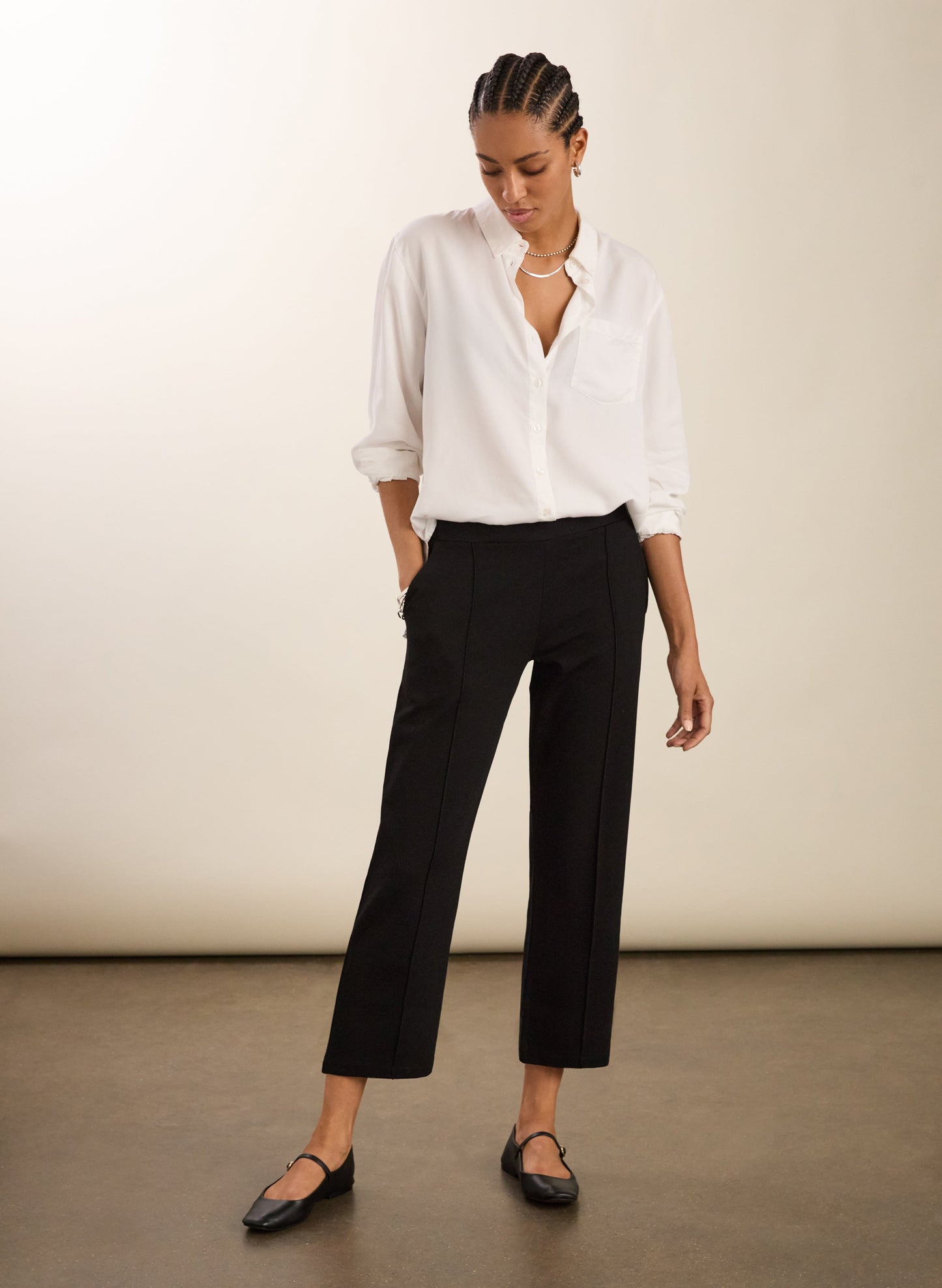 Ebru Ponte Straight Leg Crop Trousers