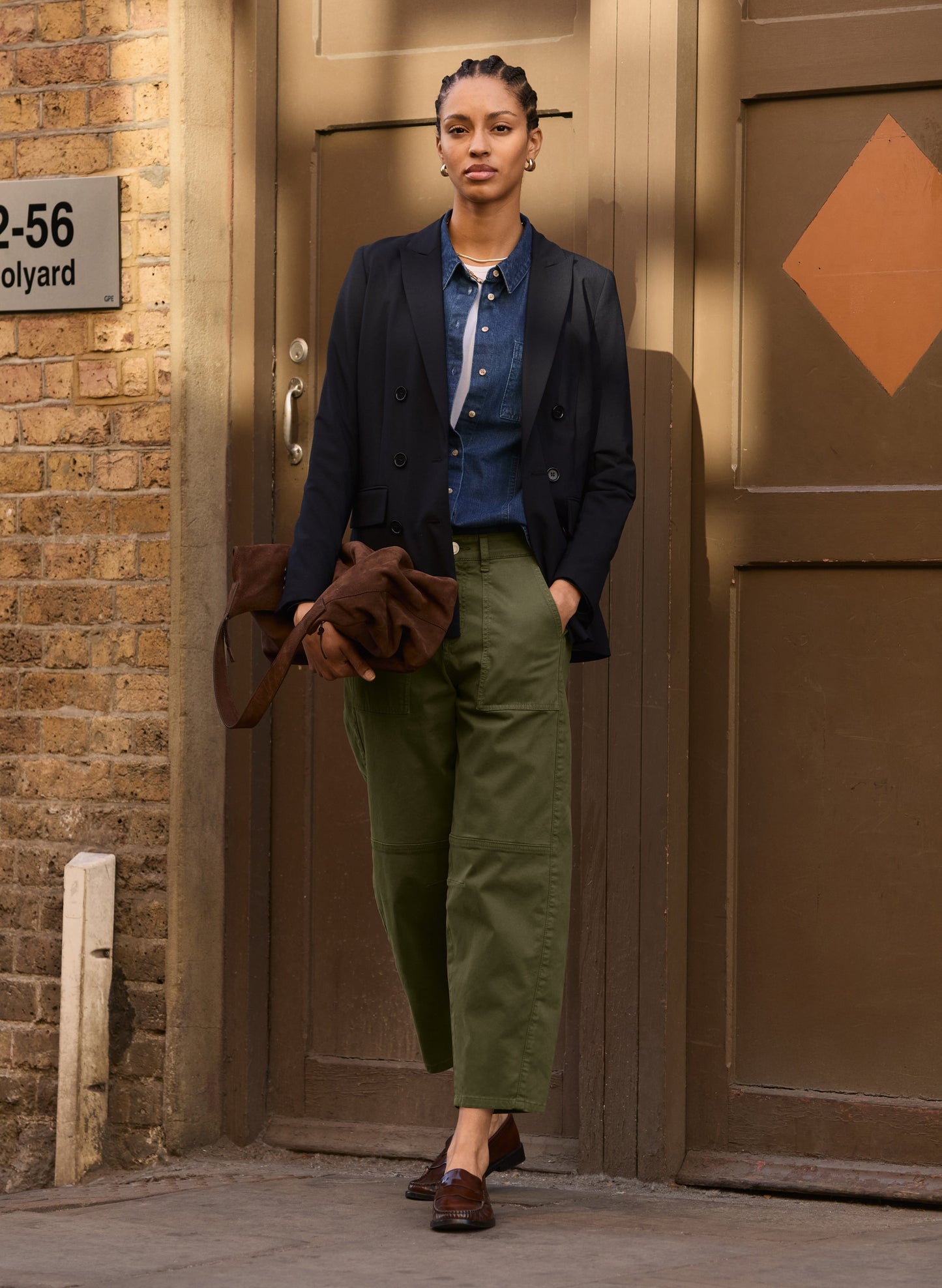 Amelia Organic Cotton Barrel Leg Cargo Trousers