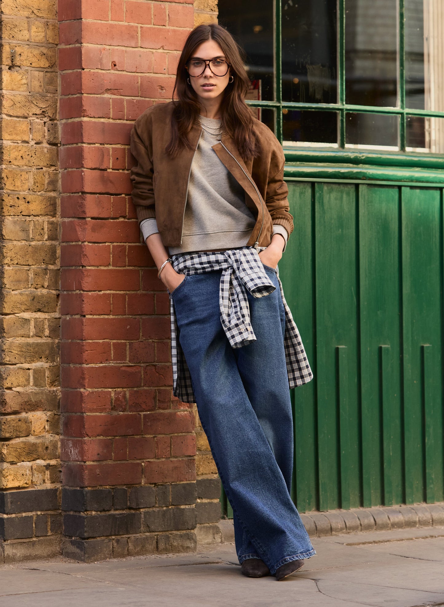 Alexis Suede Cropped Bomber Jacket