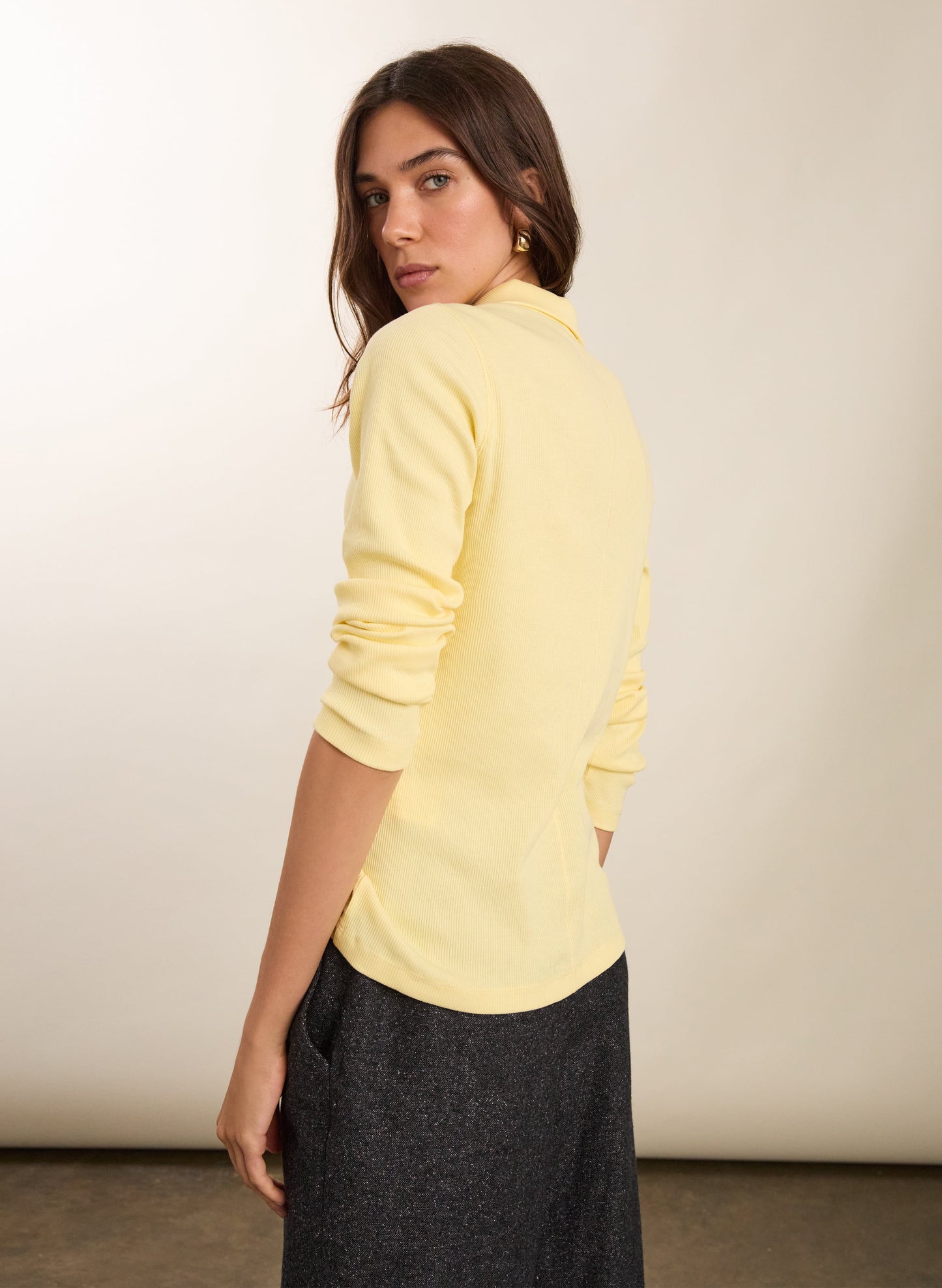 Organic Cotton Zip Collar Top