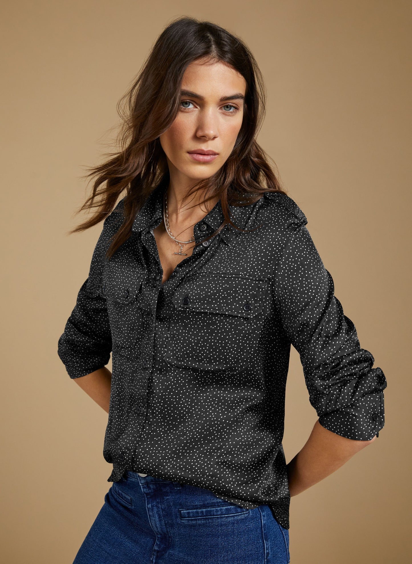 Saffron Printed Satin Shirt