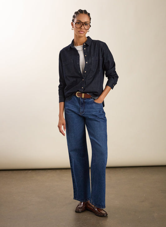 Organic Stretch Cotton Wide Leg Slouch Jeans