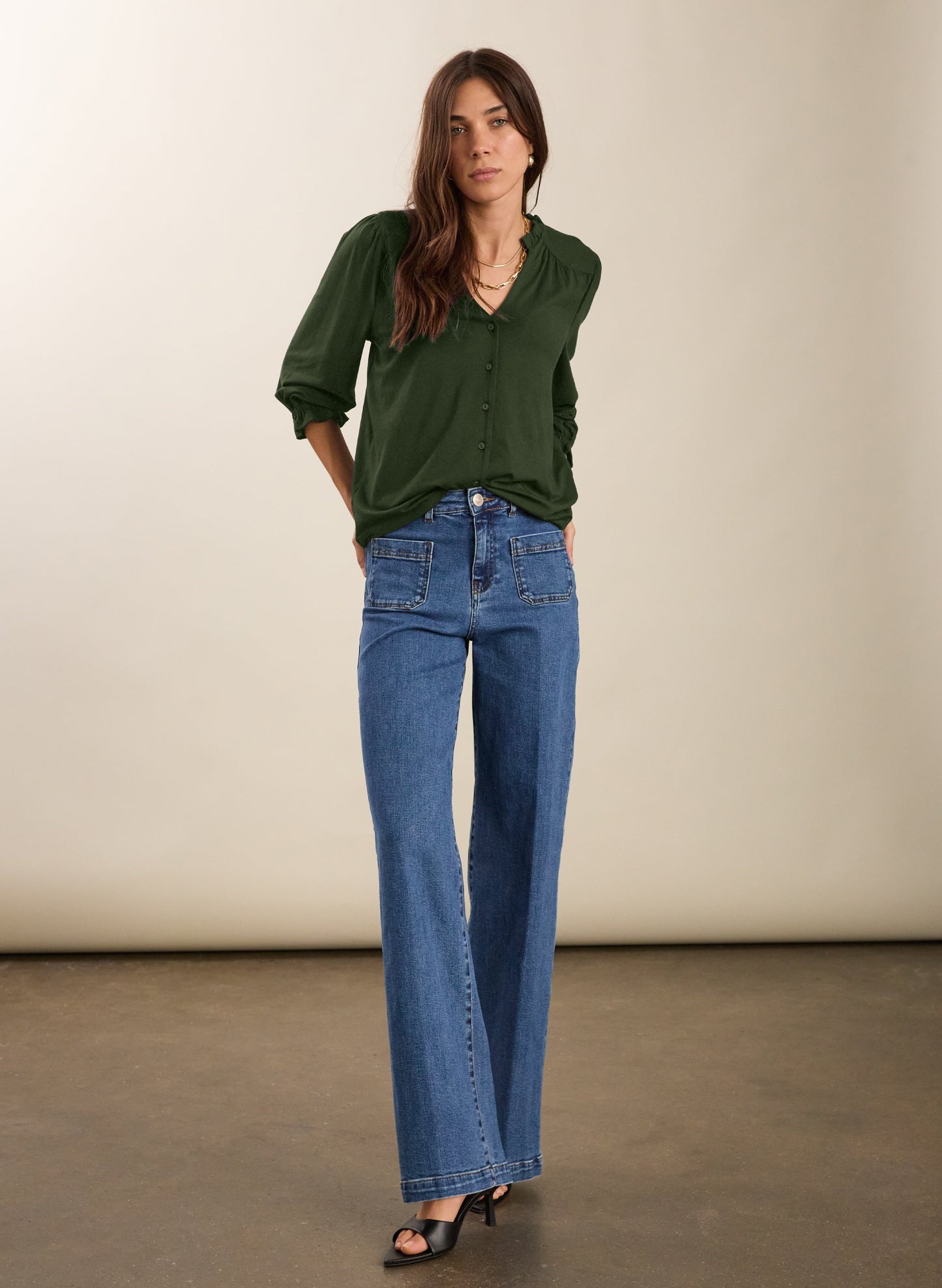 Annie Ruffle Collar Blouse