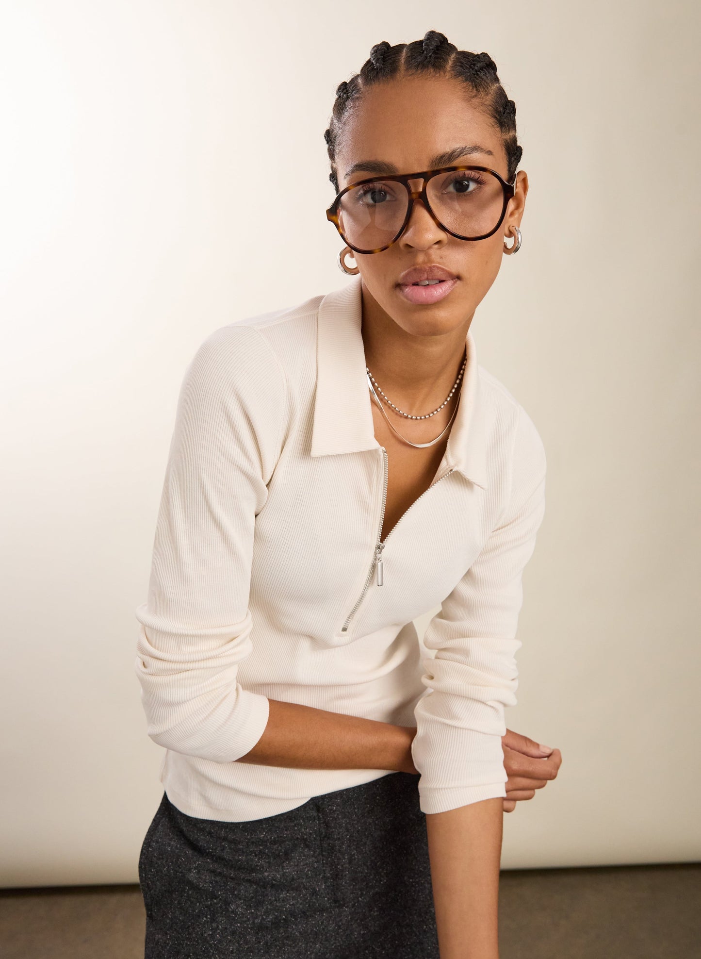 Organic Cotton Zip Collar Top