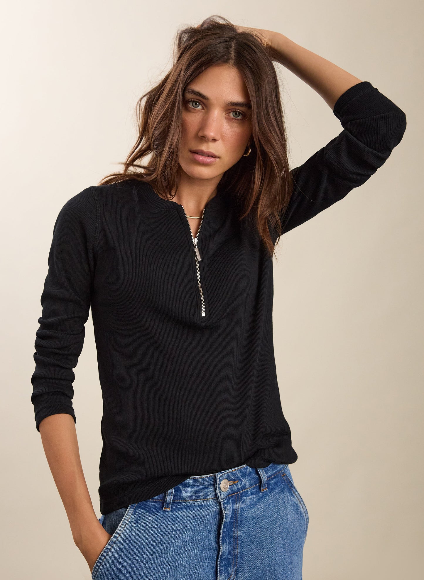 Organic Cotton Long Sleeve Zip Top