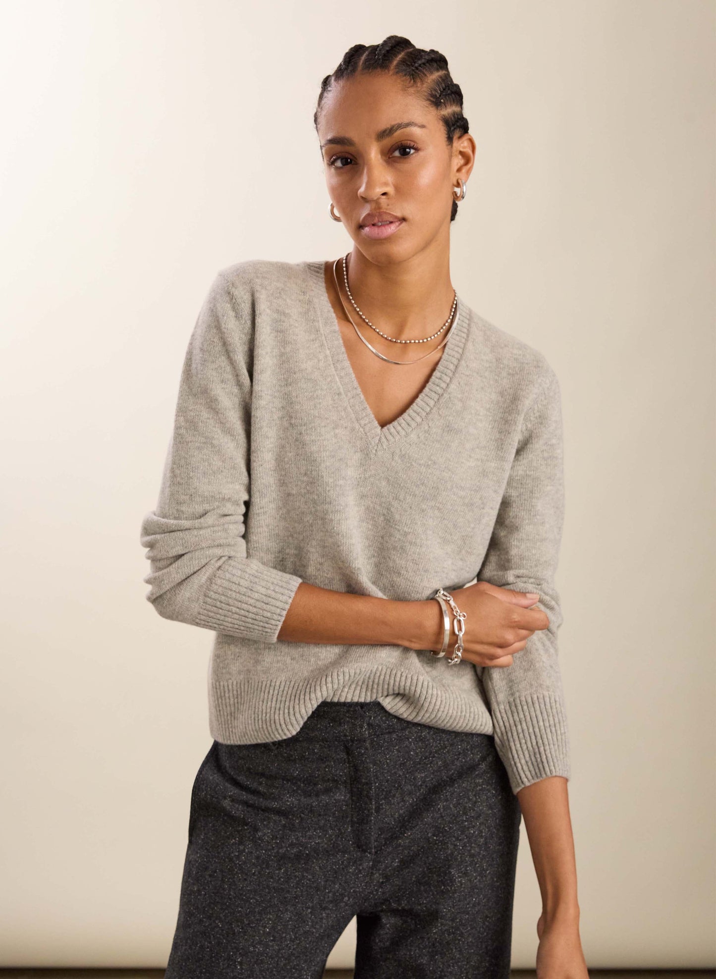 Emmeline Wool Blend V-Neck Jumper