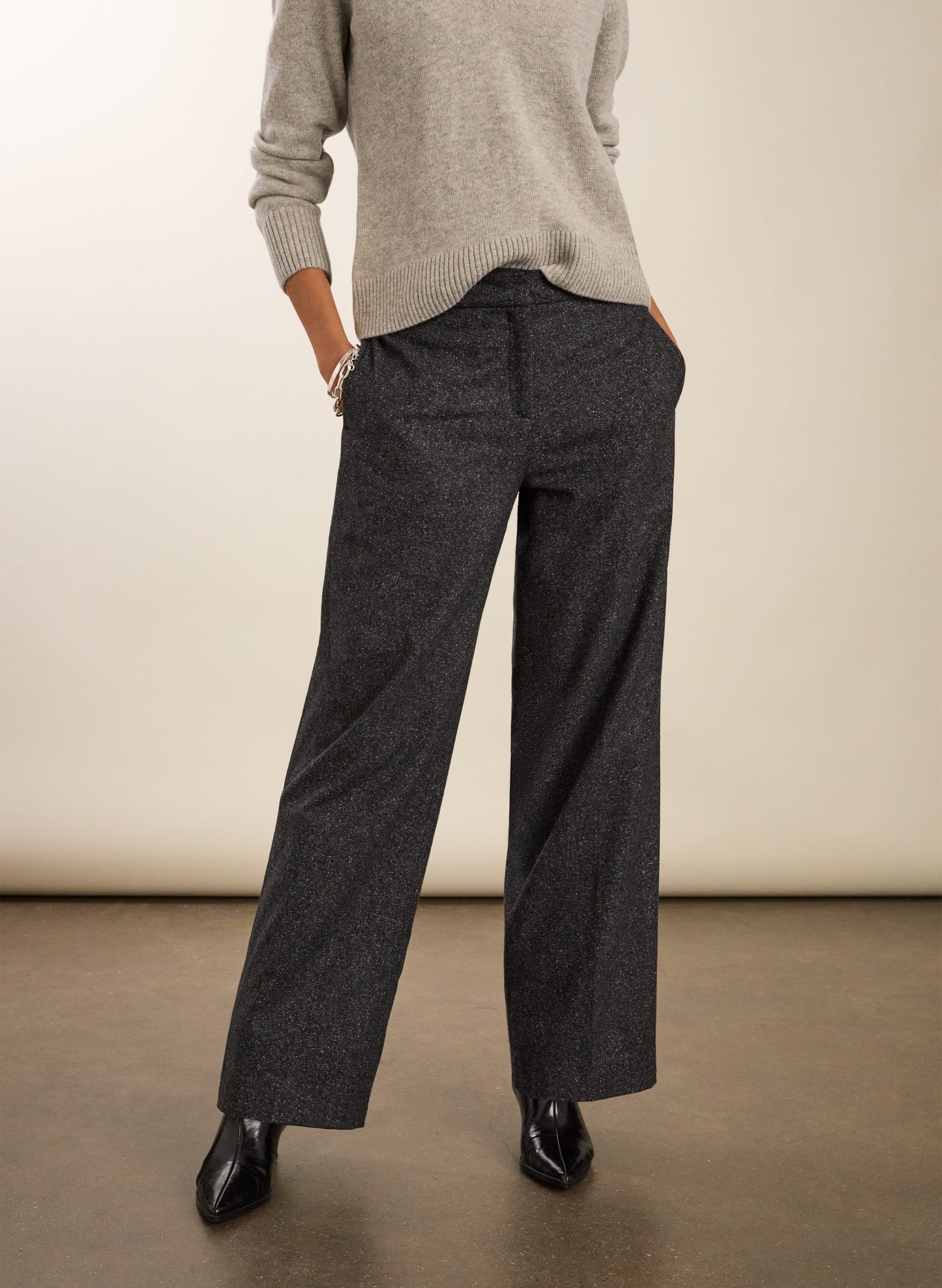Gwynnie Wool Blend Wide Leg Trousers