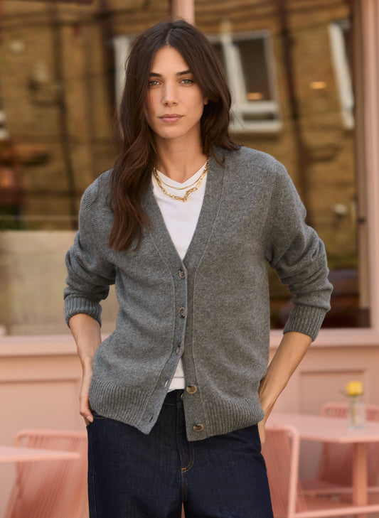 Celine V-neck Wool Blend Cardigan