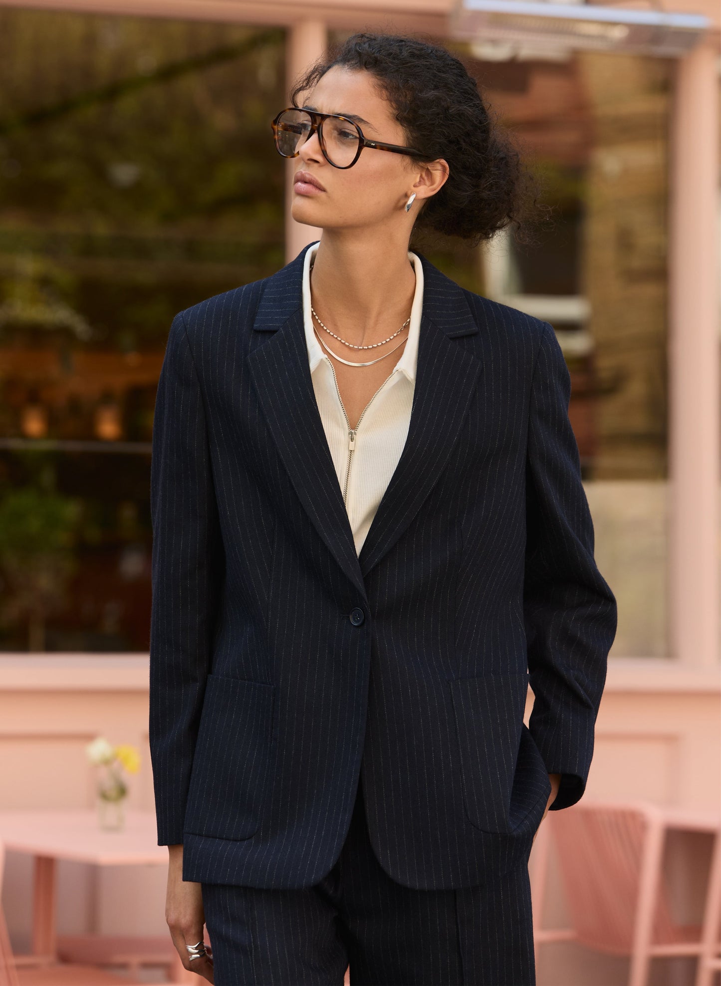 Carson Wool Blend Pinstripe Blazer
