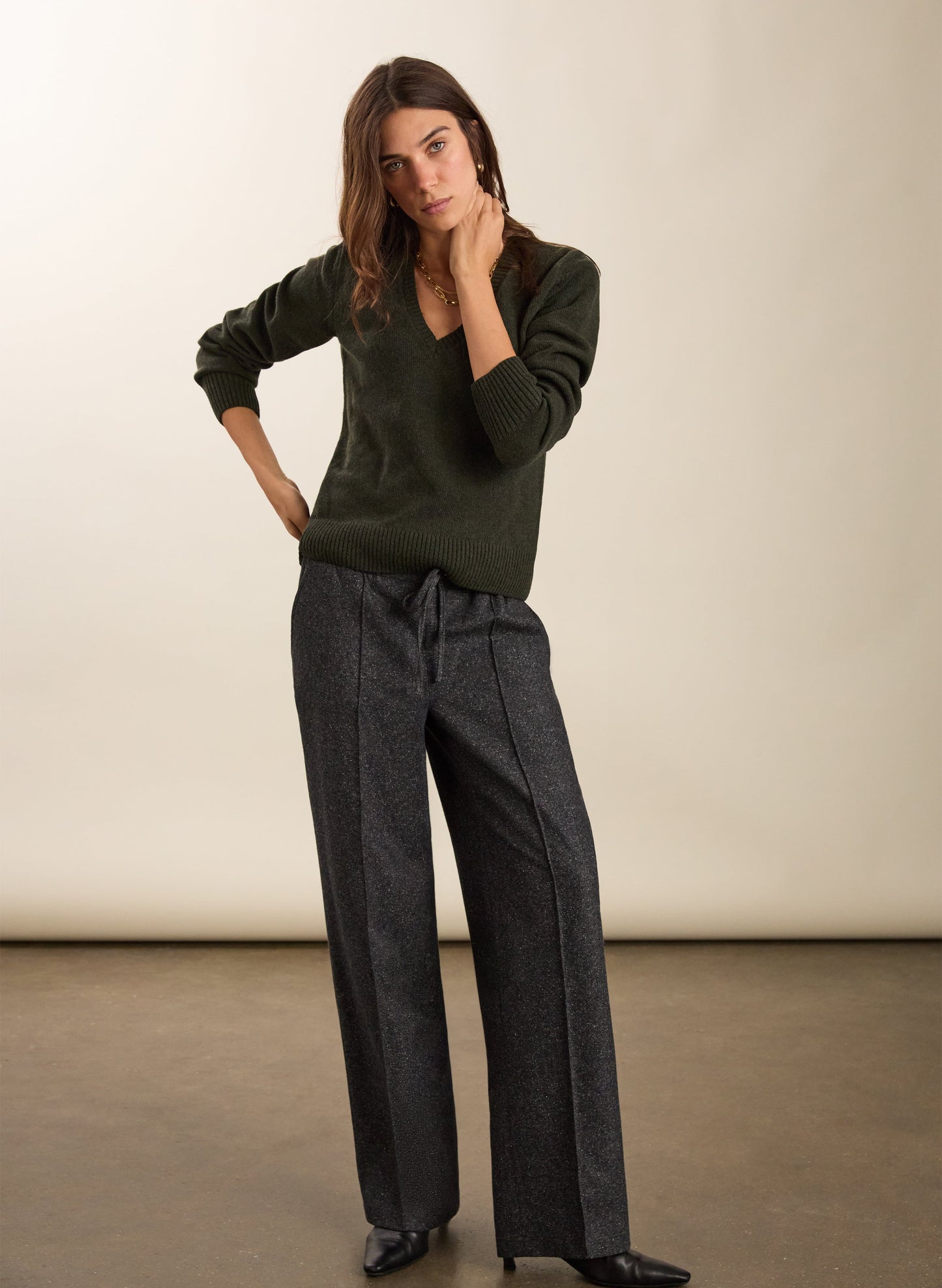 Fera Wool Blend Wide Leg Trousers