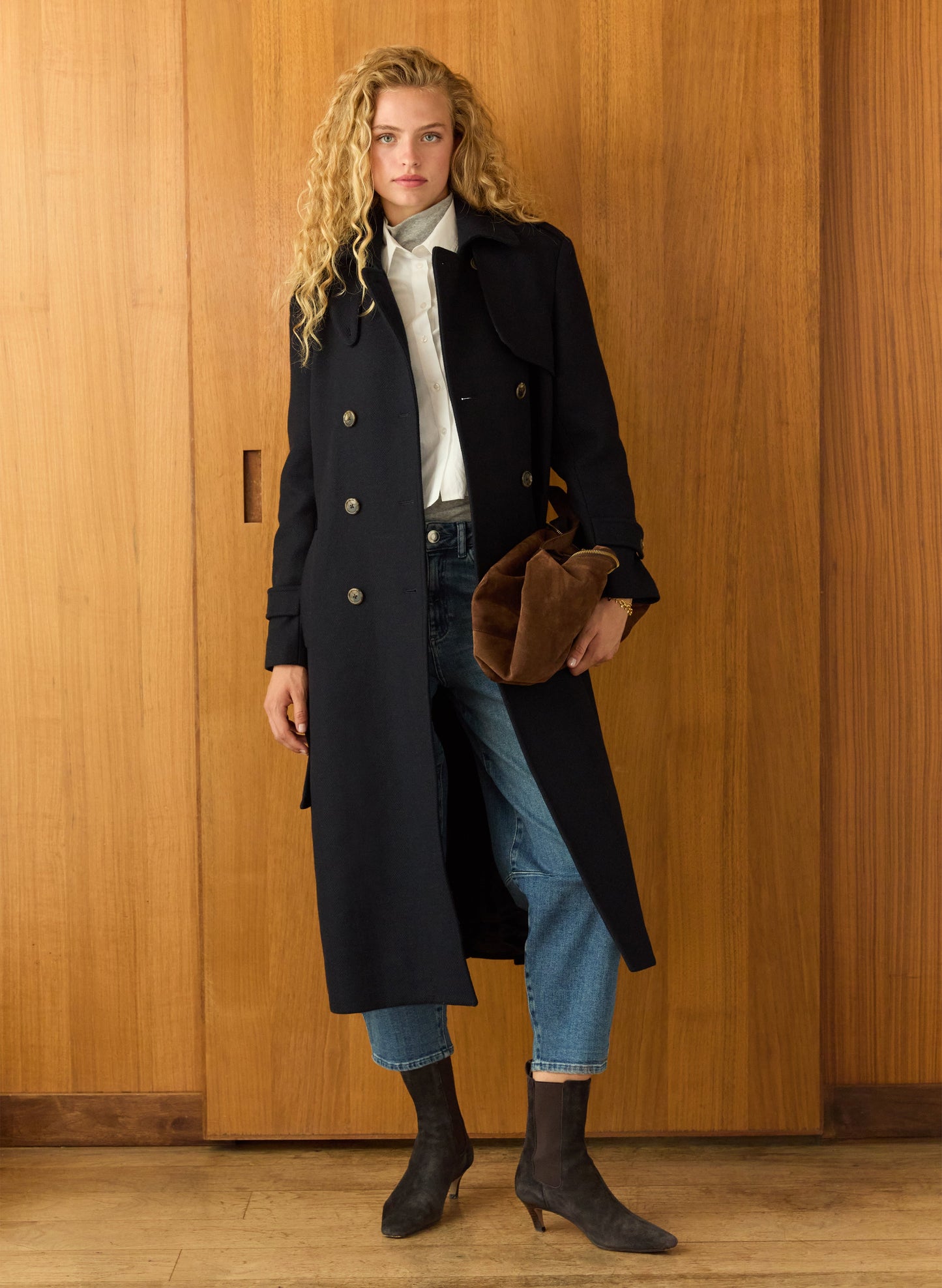 Ingrid Belted Wool Trench Coat
