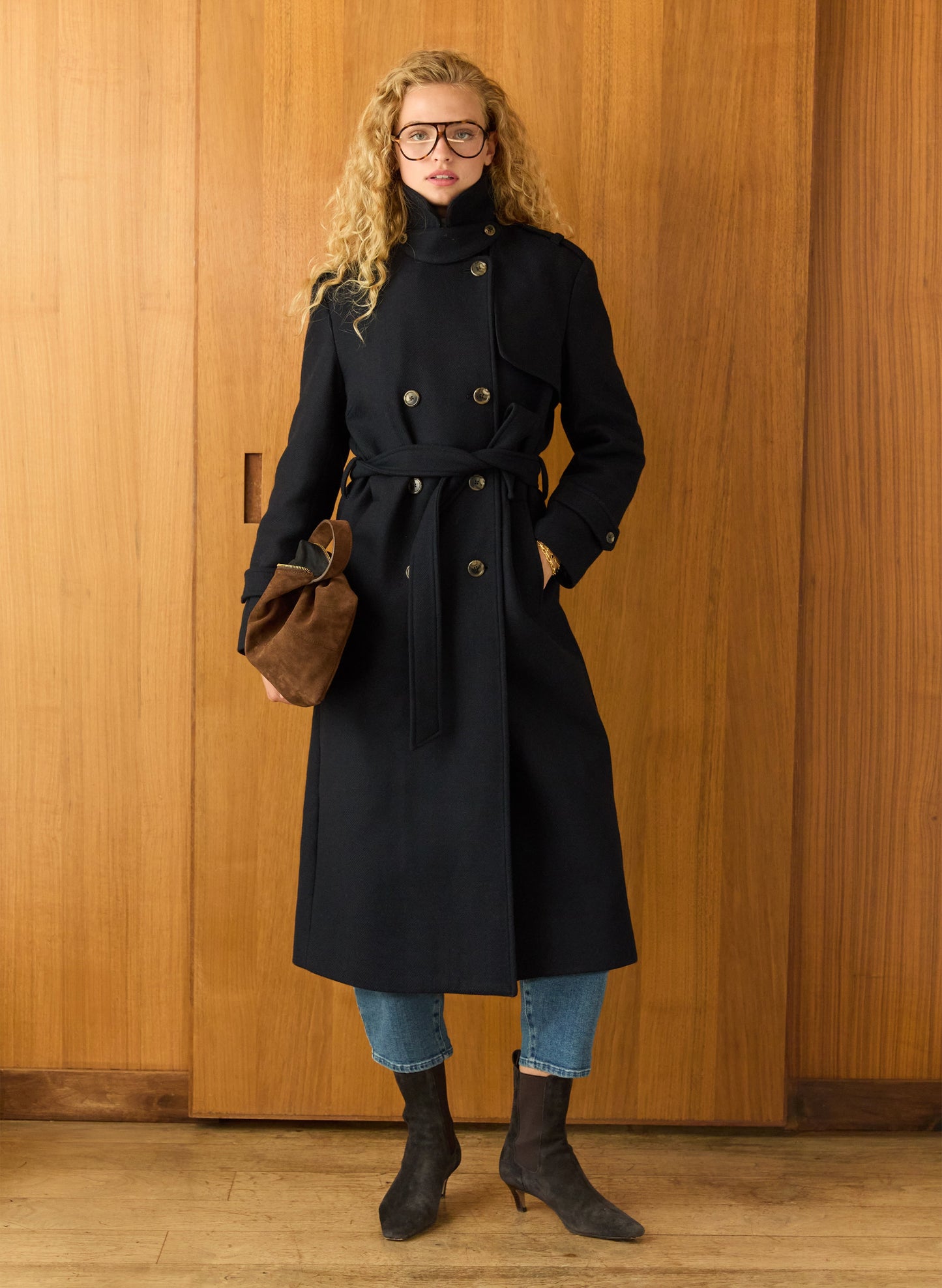 Ingrid Belted Wool Trench Coat