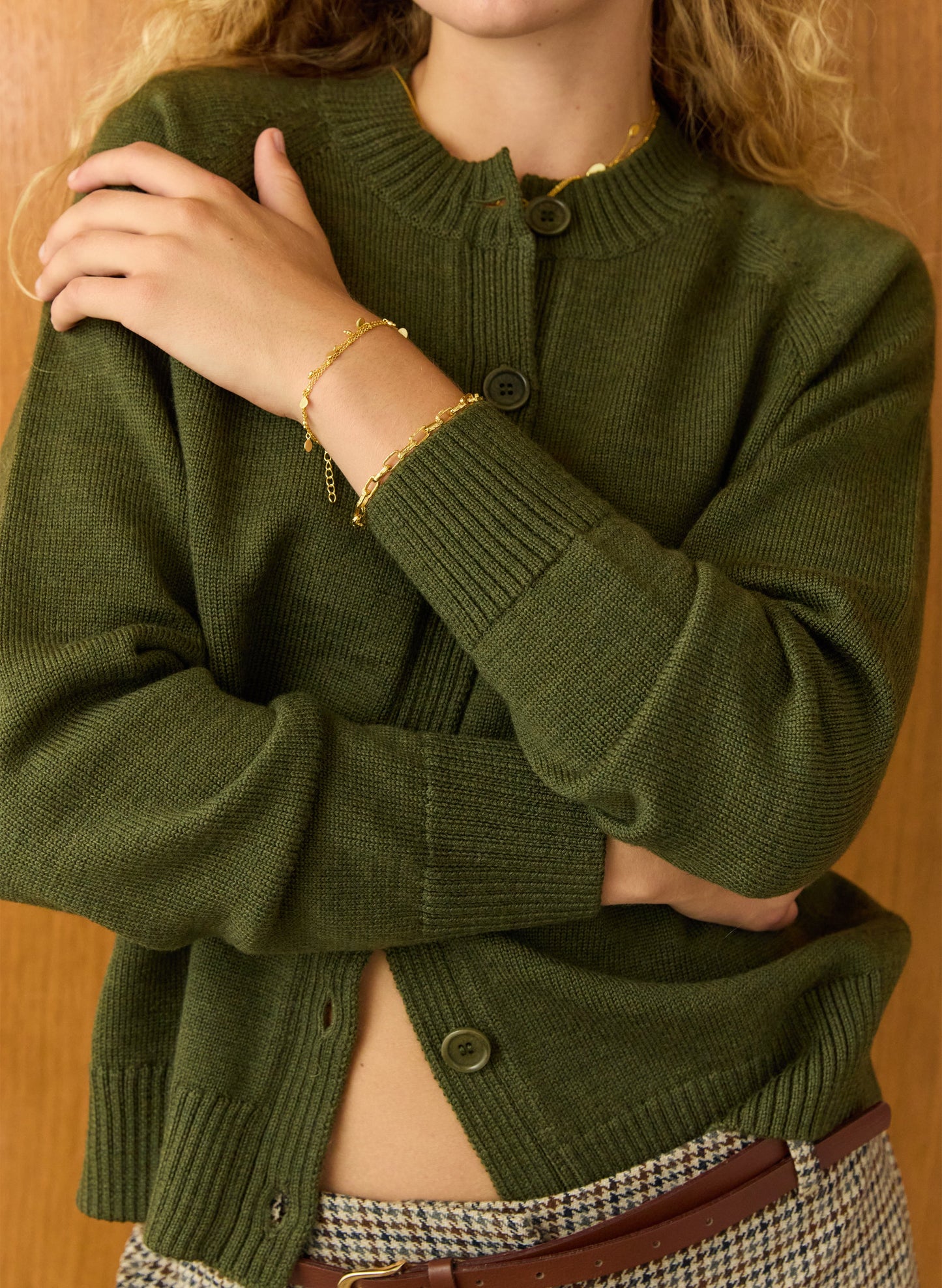 Suna Wool Blend Crew Neck Cardigan