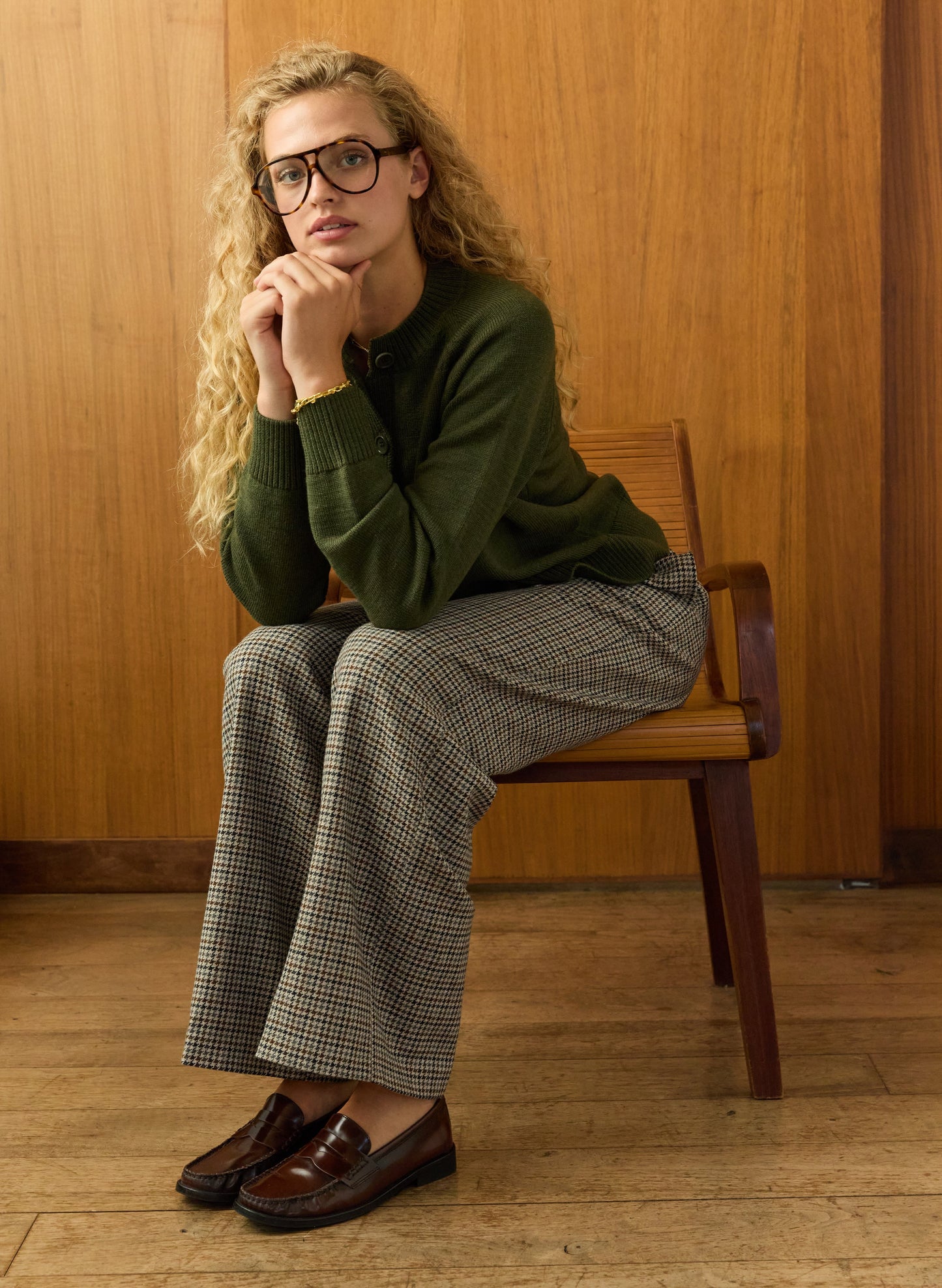 Suna Wool Blend Crew Neck Cardigan