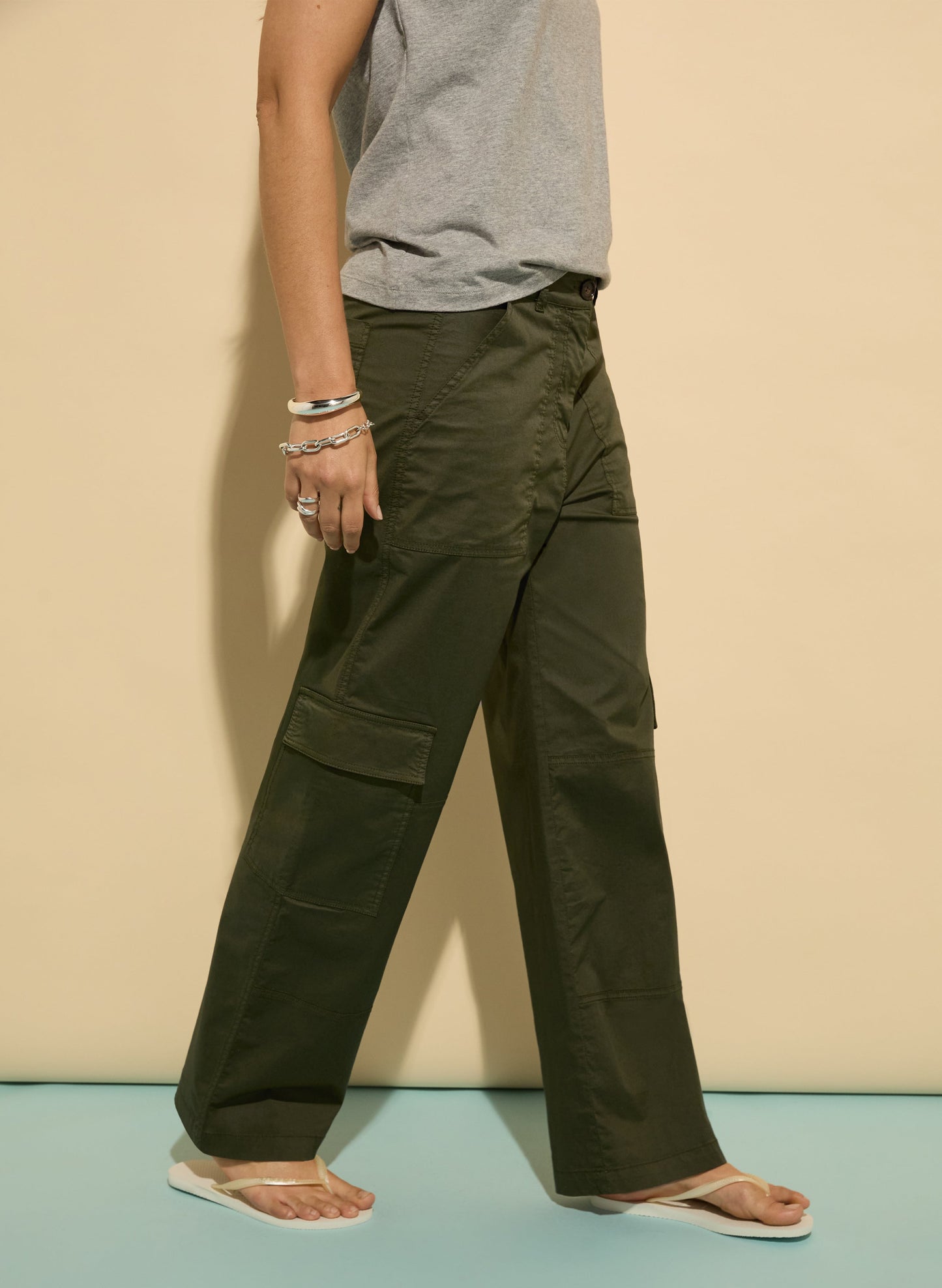 Zenya Organic Cotton Wide Leg Cargo Trousers