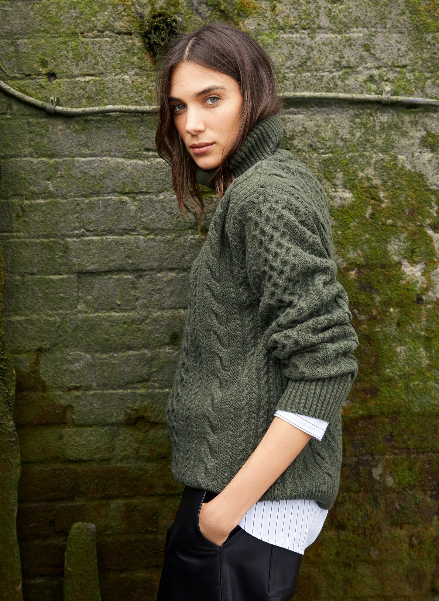 Juno Wool Blend Cable Turtleneck Jumper