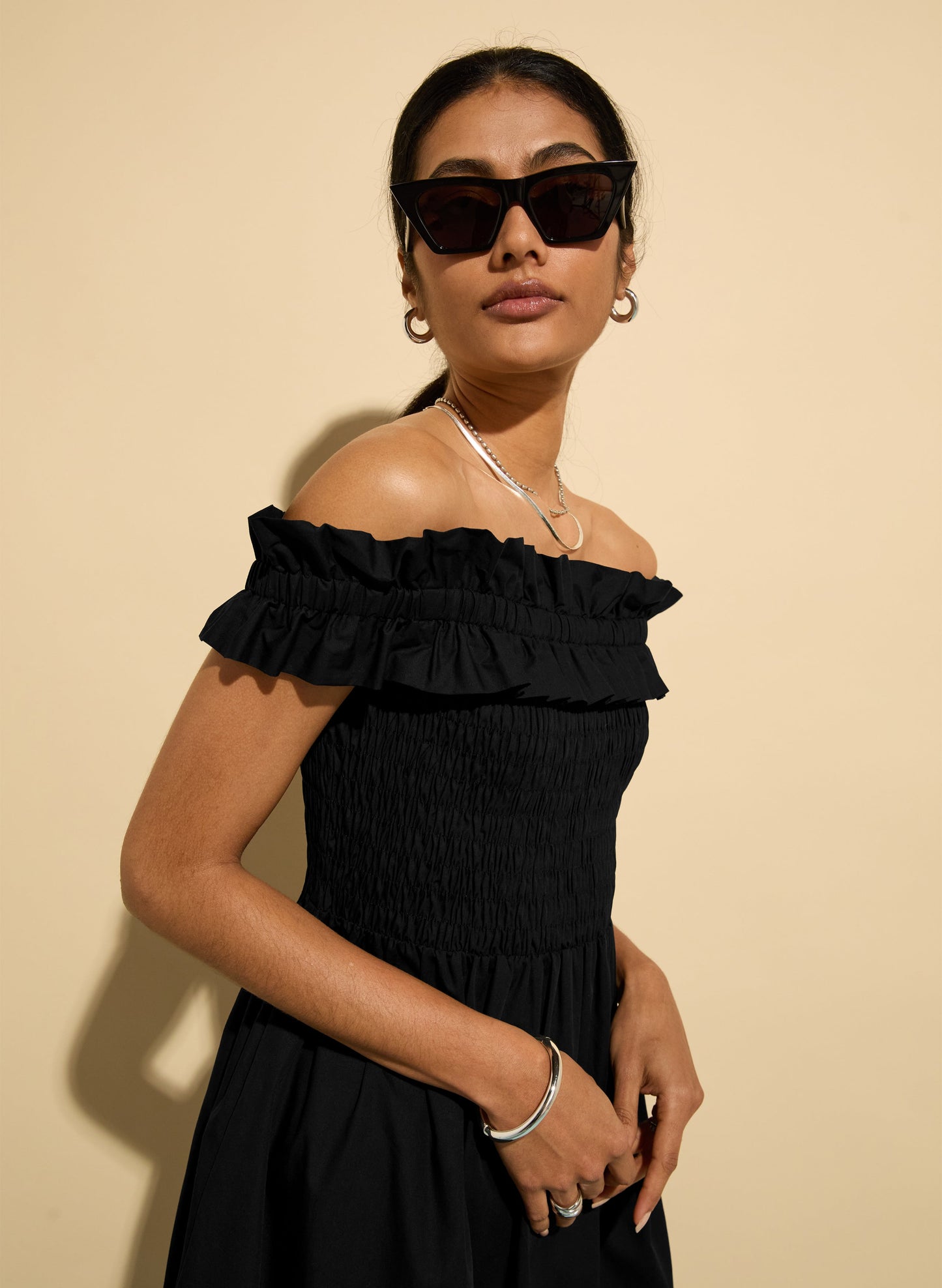 Rafaella Organic Cotton Off Shoulder Midi Dress