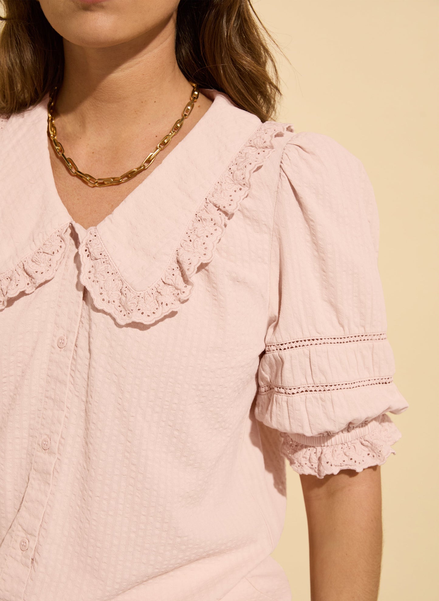 Marti Organic Cotton Broderie Detail Blouse