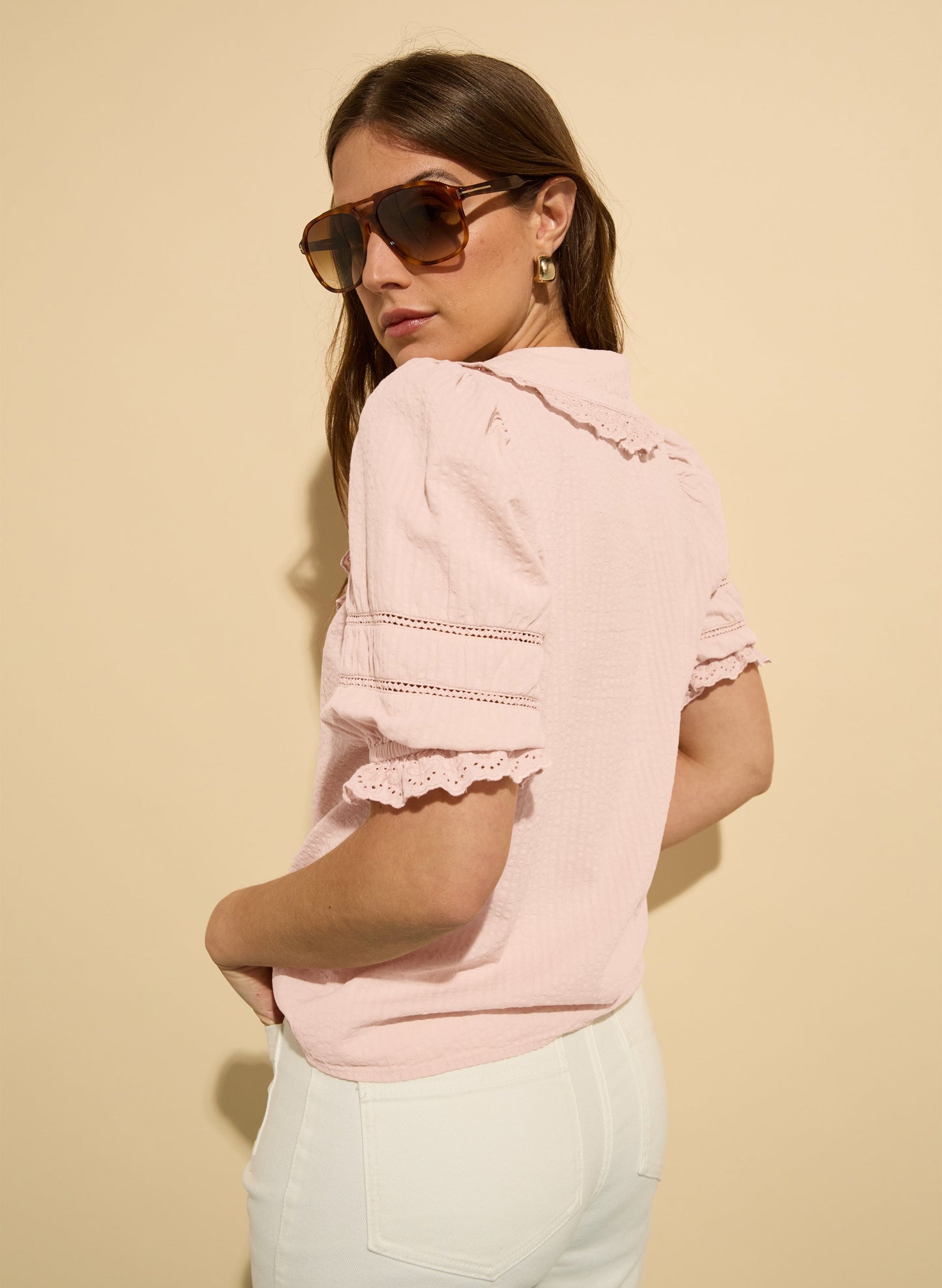 Marti Organic Cotton Broderie Detail Blouse