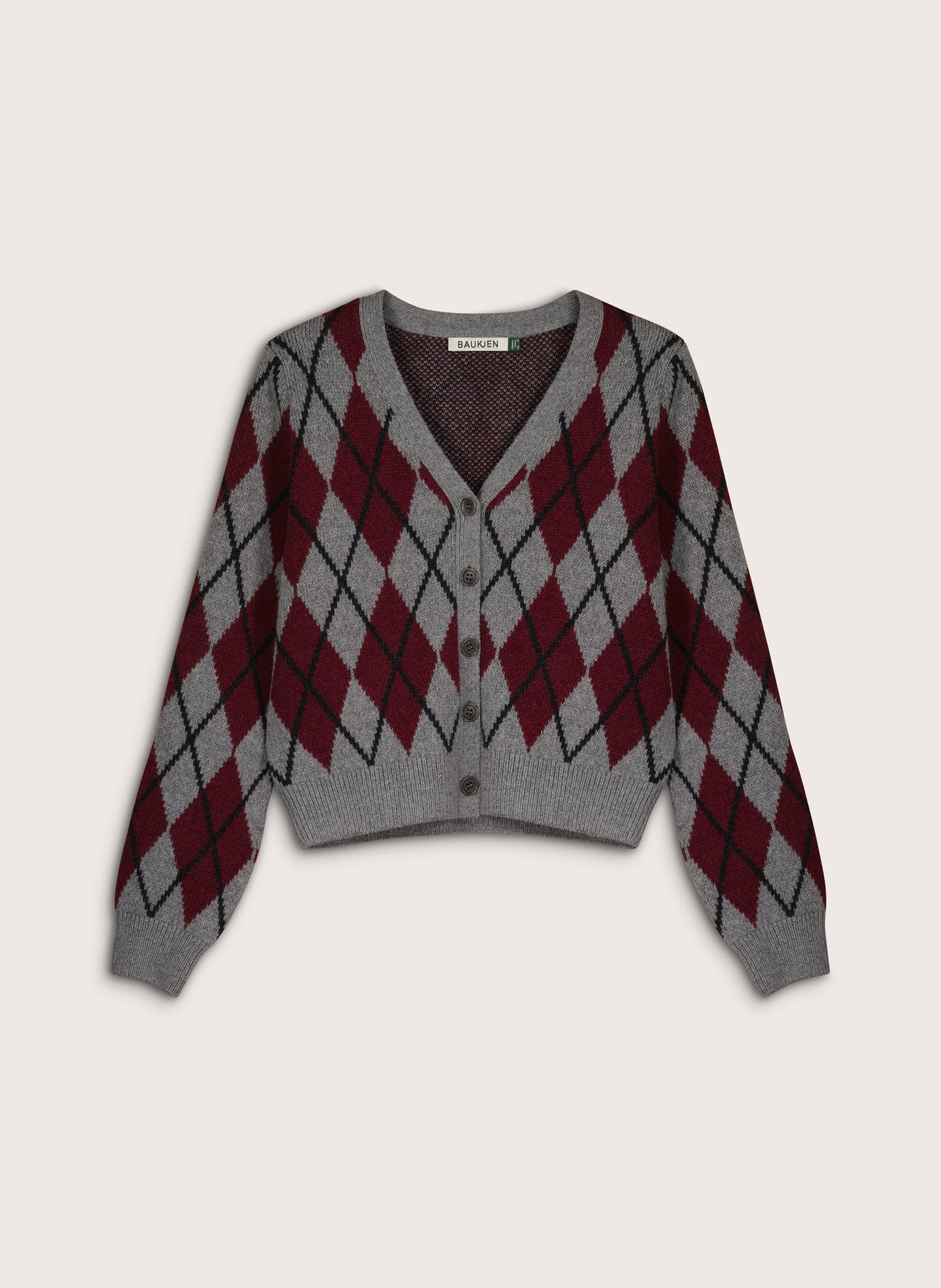 Clemence Wool Blend Argyle Cardigan