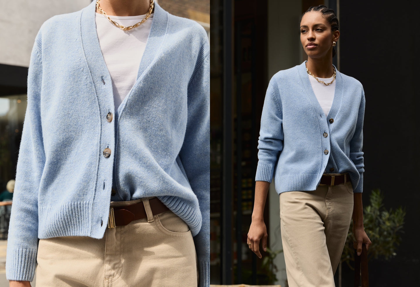 Celine V-neck Wool Blend Cardigan