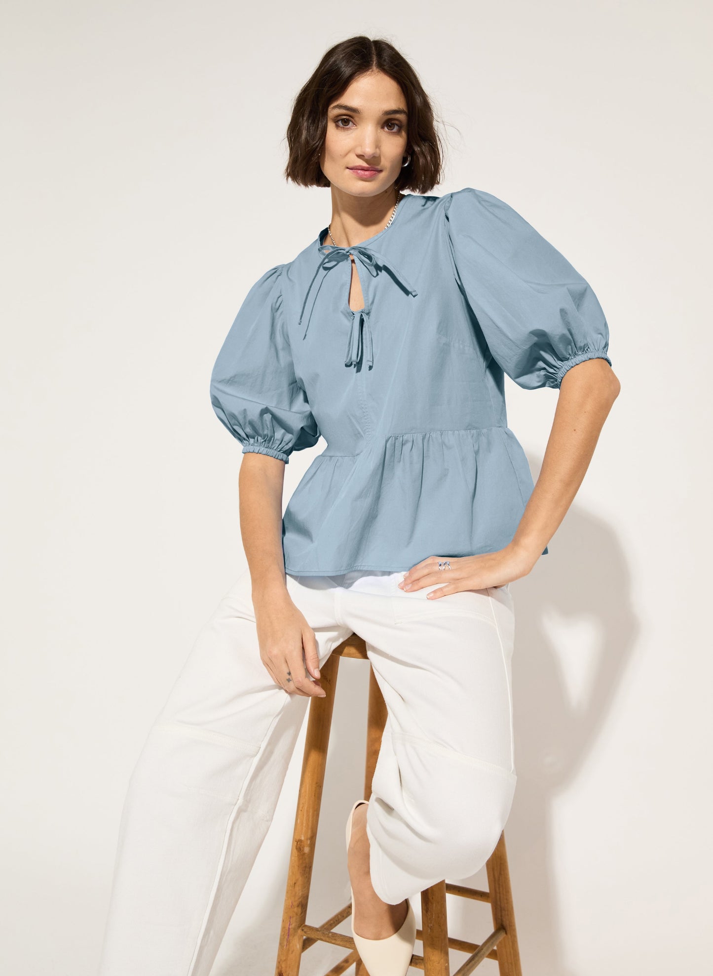 Azura Organic Cotton Tie Detail Blouse