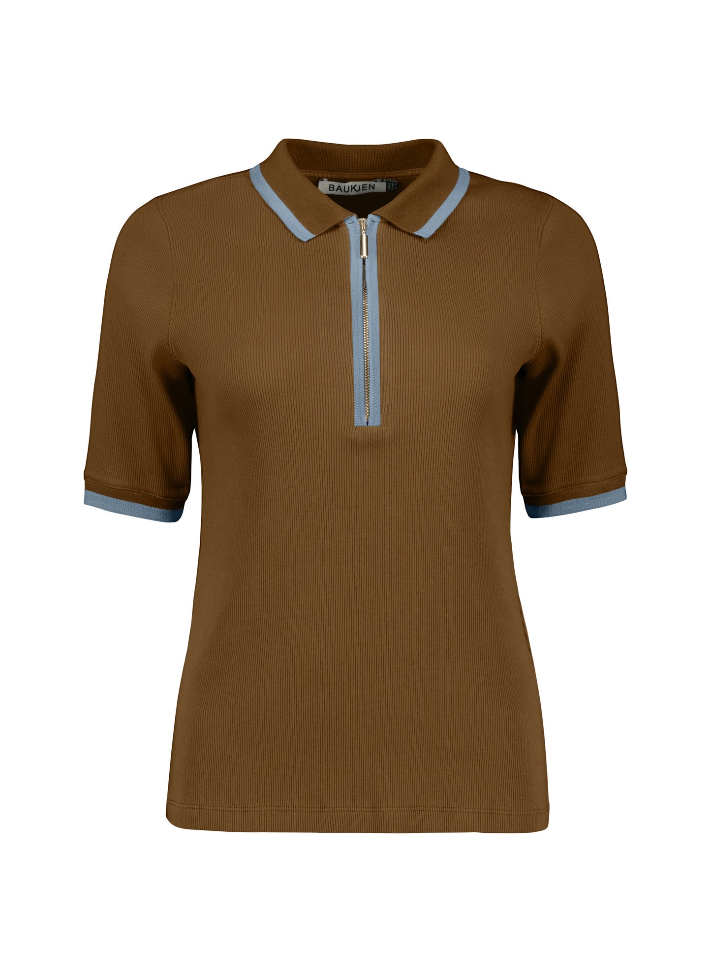 Naomi Organic Rib Zip Collar Top