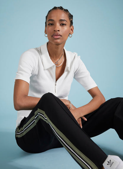 Ivy Organic Rib Zip Collar Top