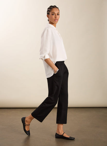 Ebru Ponte Straight Leg Crop Trousers