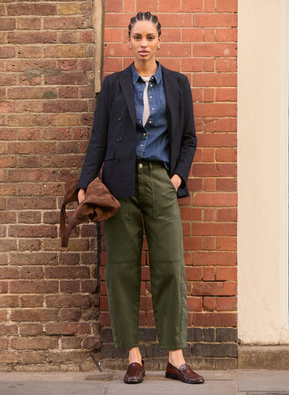 Amelia Organic Cotton Barrel Leg Cargo Trousers