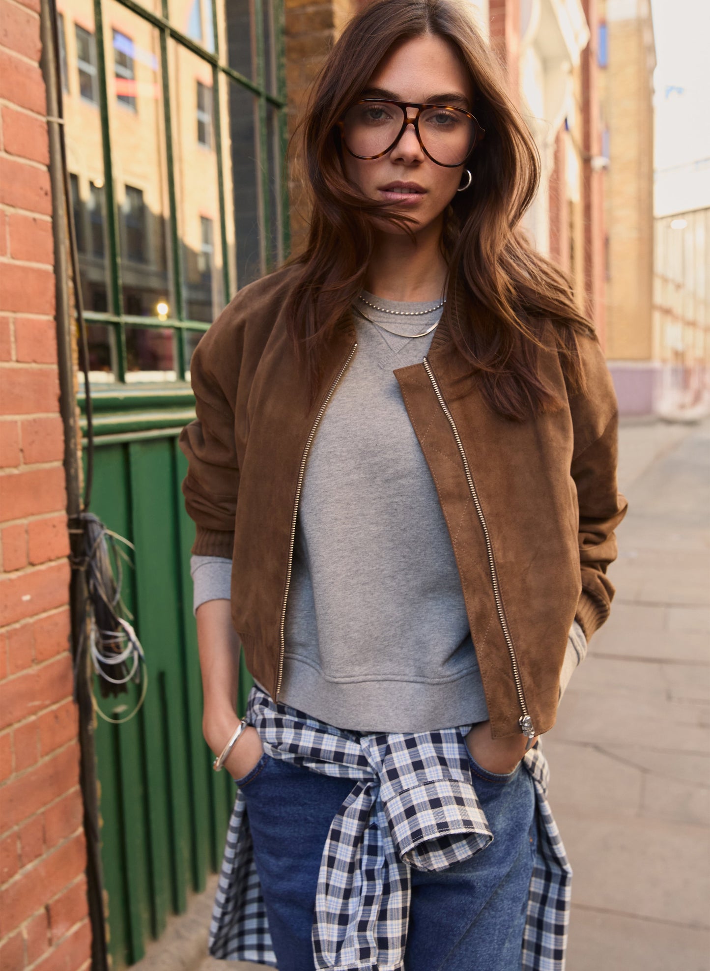 Alexis Suede Cropped Bomber Jacket