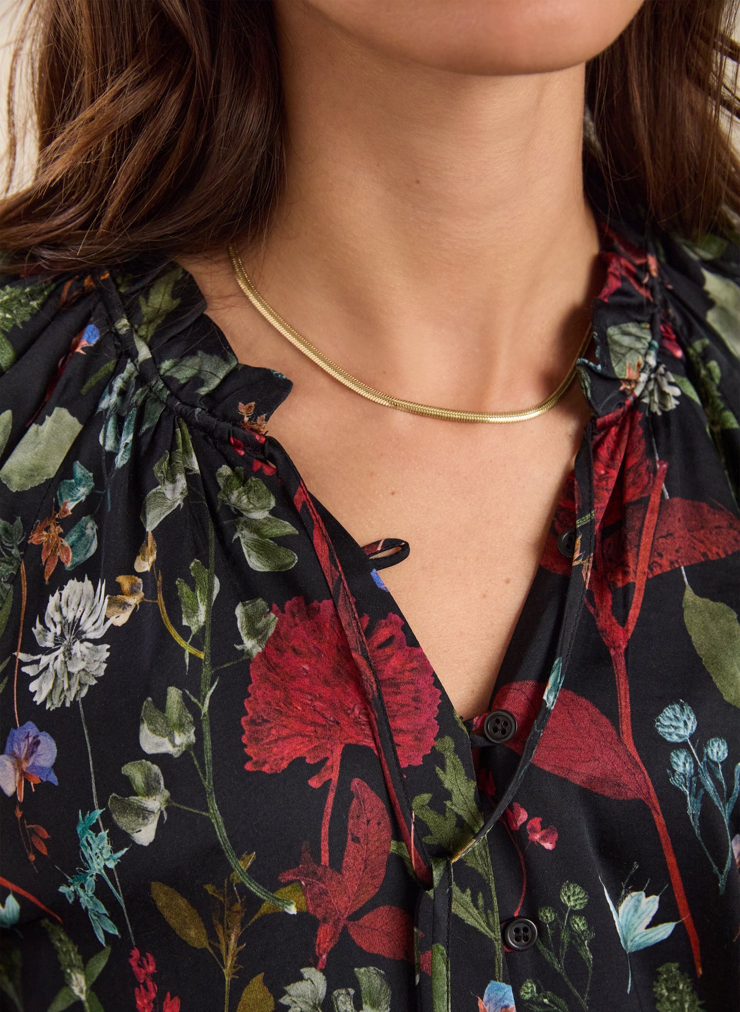 Jasmine Printed Tie Neck Satin Blouse