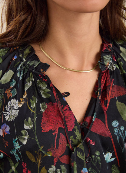 Jasmine Printed Tie Neck Satin Blouse