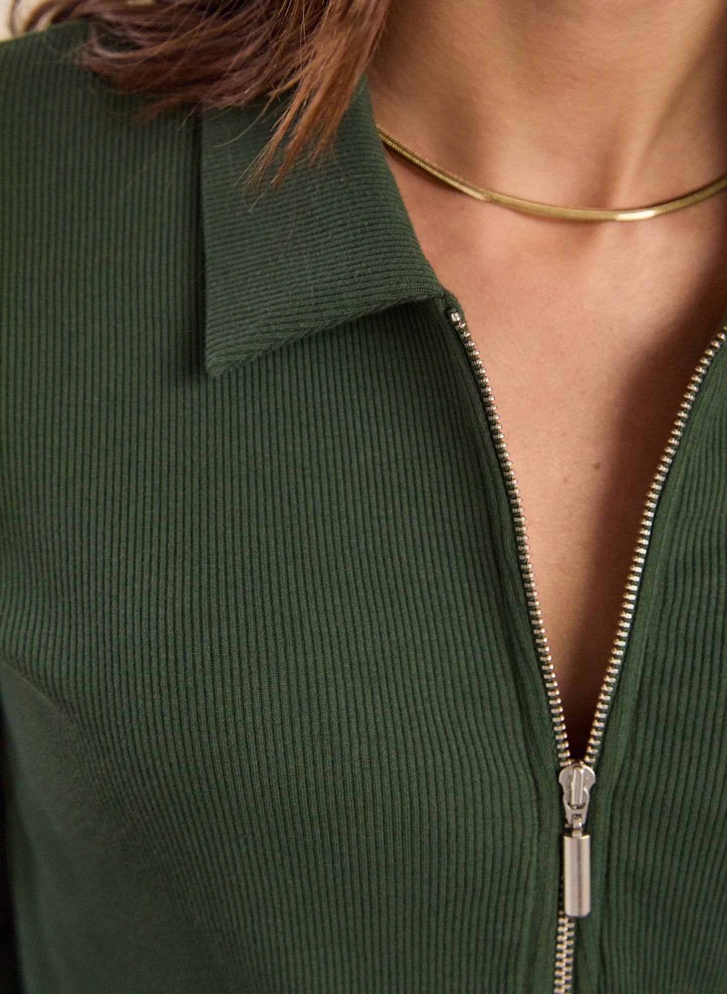 Organic Cotton Zip Collar Top