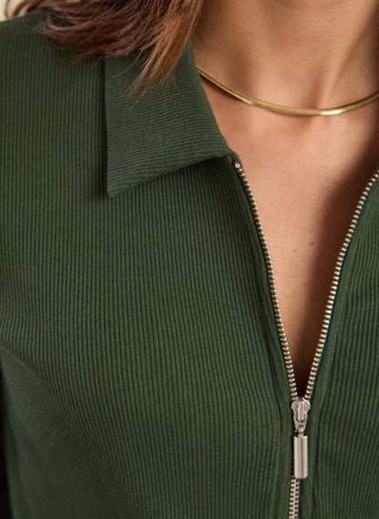 Organic Cotton Zip Collar Top