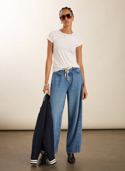 Petite Leonor Tie Front Wide Leg Jeans