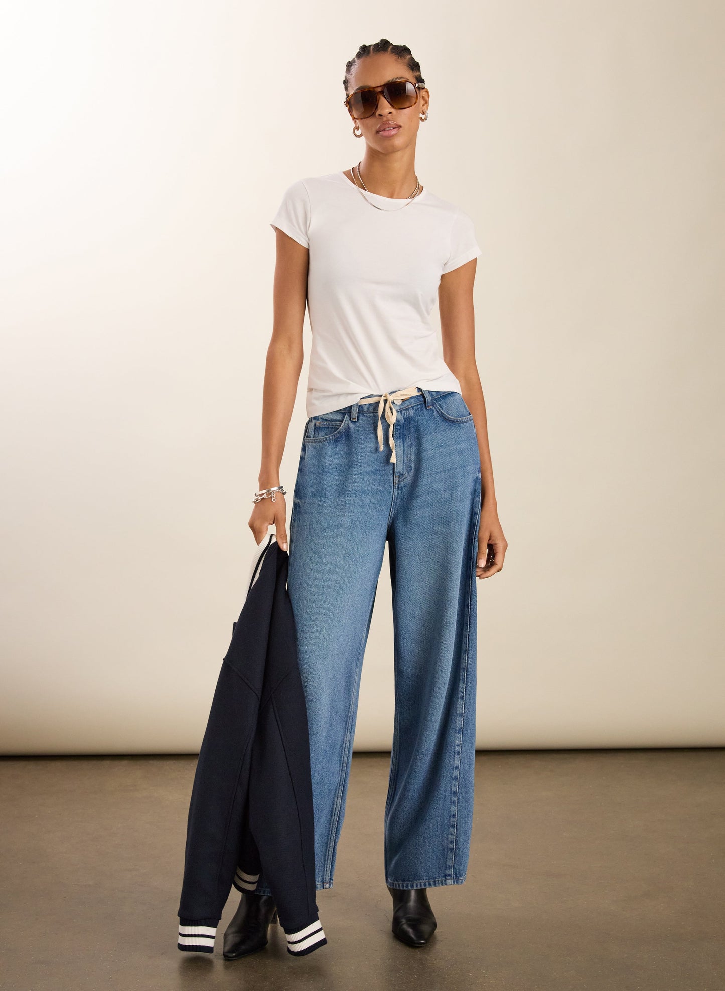 Leonor Tie Front Wide Leg Jeans