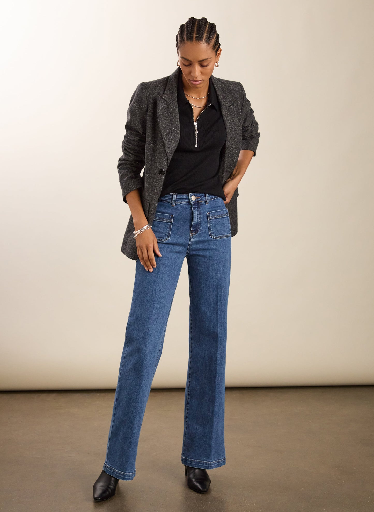 Organic Cotton Zip Collar Top