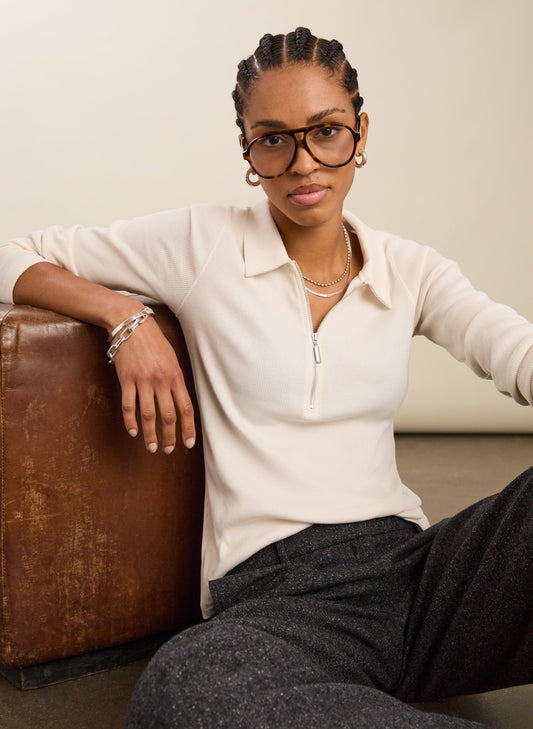 Organic Cotton Zip Collar Top