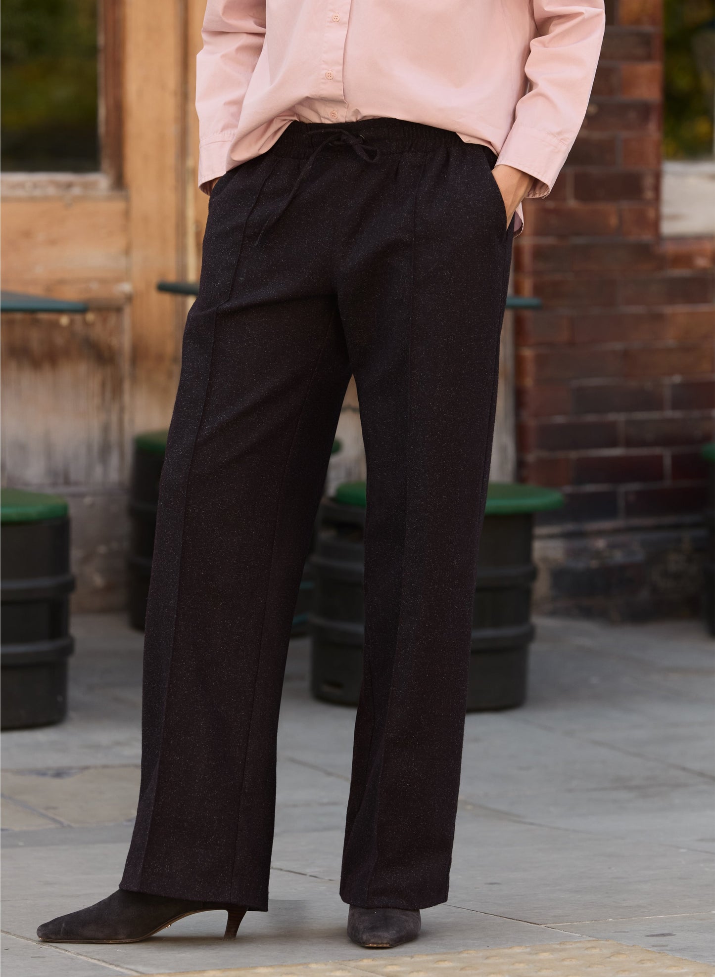 Fera Wool Blend Wide Leg Trousers