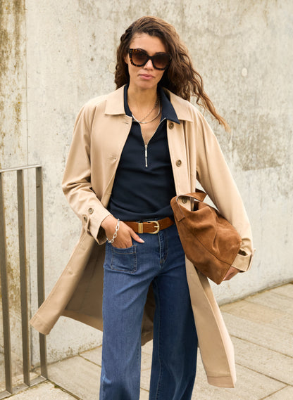 Ivy Organic Rib Zip Collar Top