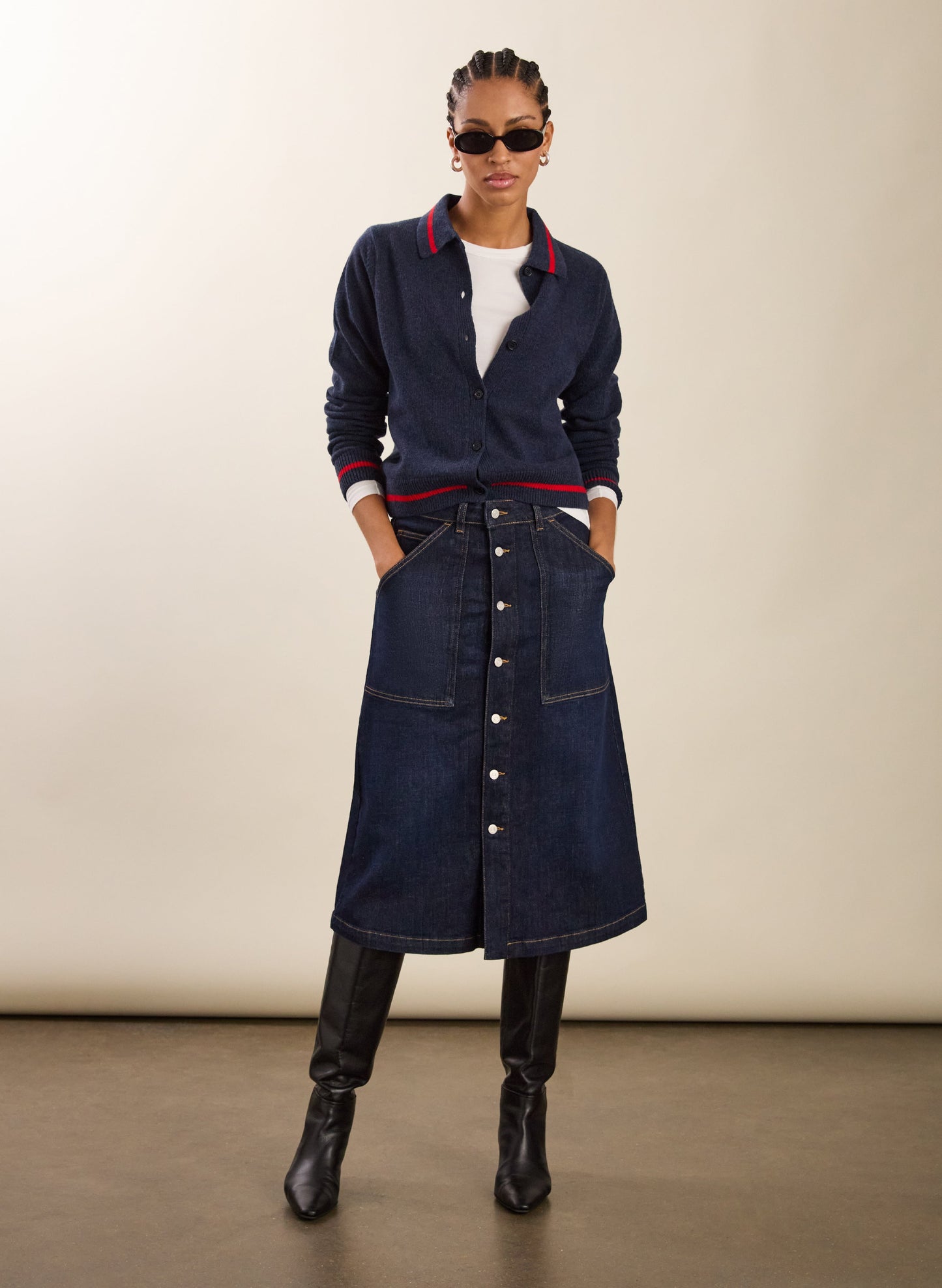 Gillian Wool Blend Collar Cardigan