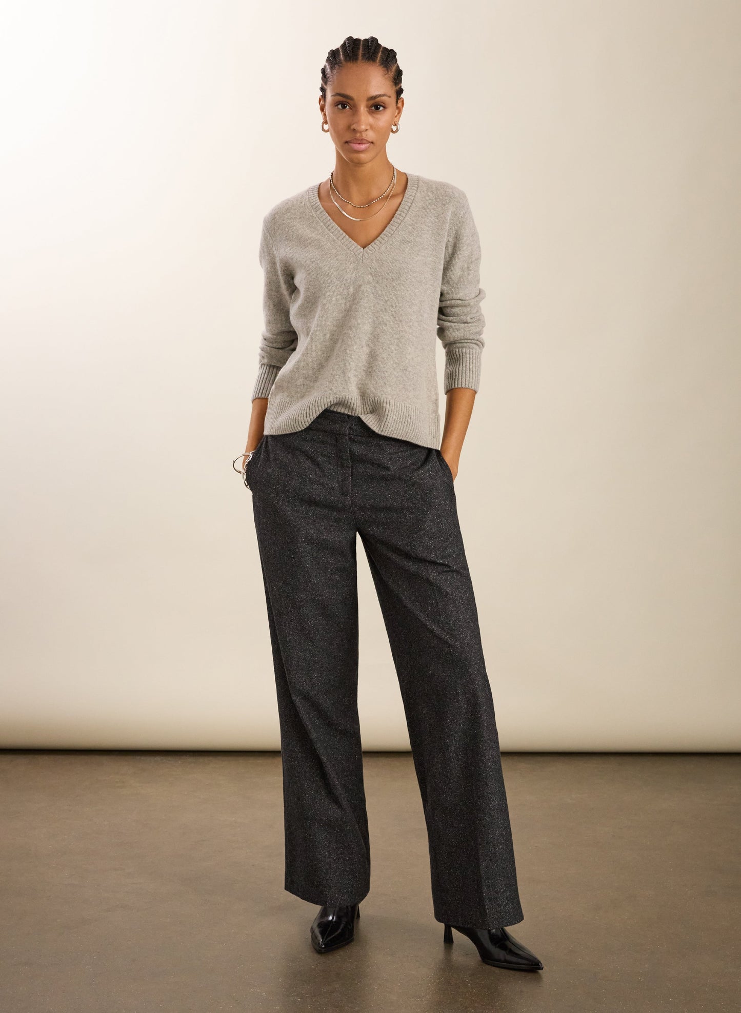 Gwynnie Wool Blend Wide Leg Trousers