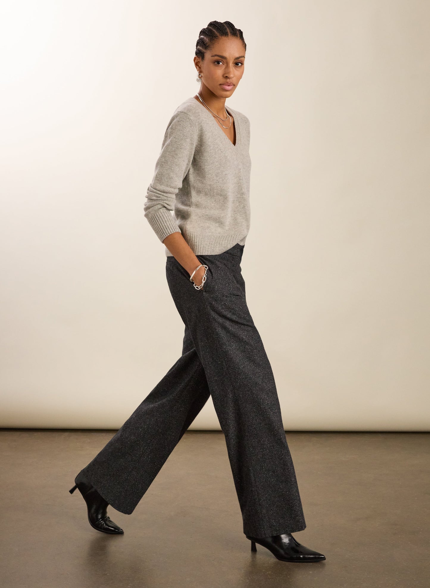 Gwynnie Wool Blend Wide Leg Trousers