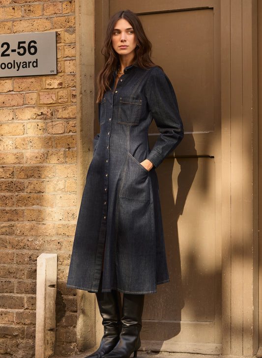 Channing Organic Denim Midi Dress