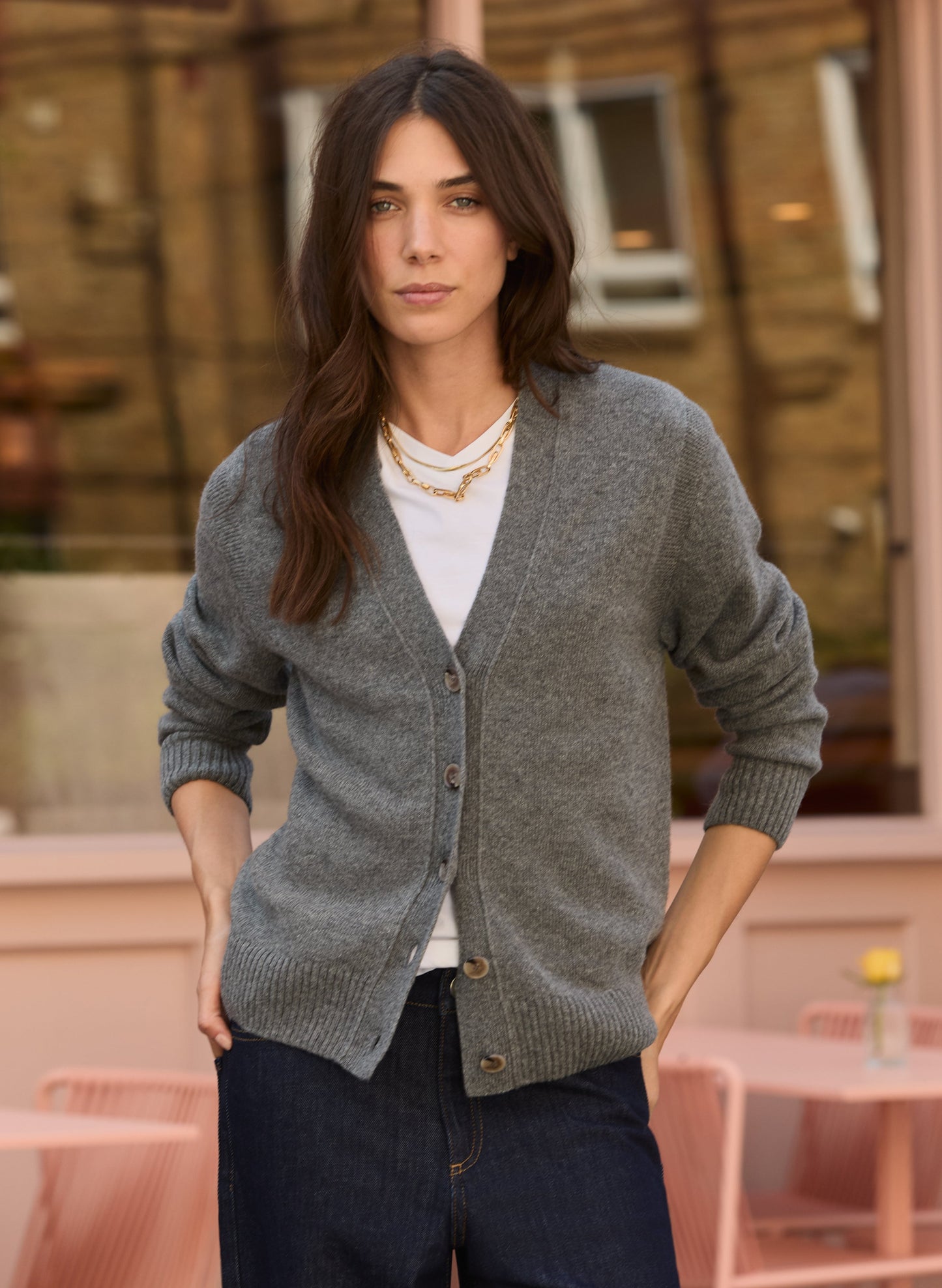 Celine V-neck Wool Blend Cardigan