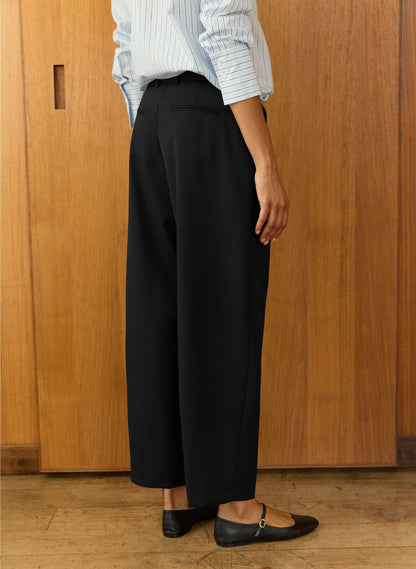 Evora Wool Blend Barrel Leg Trousers