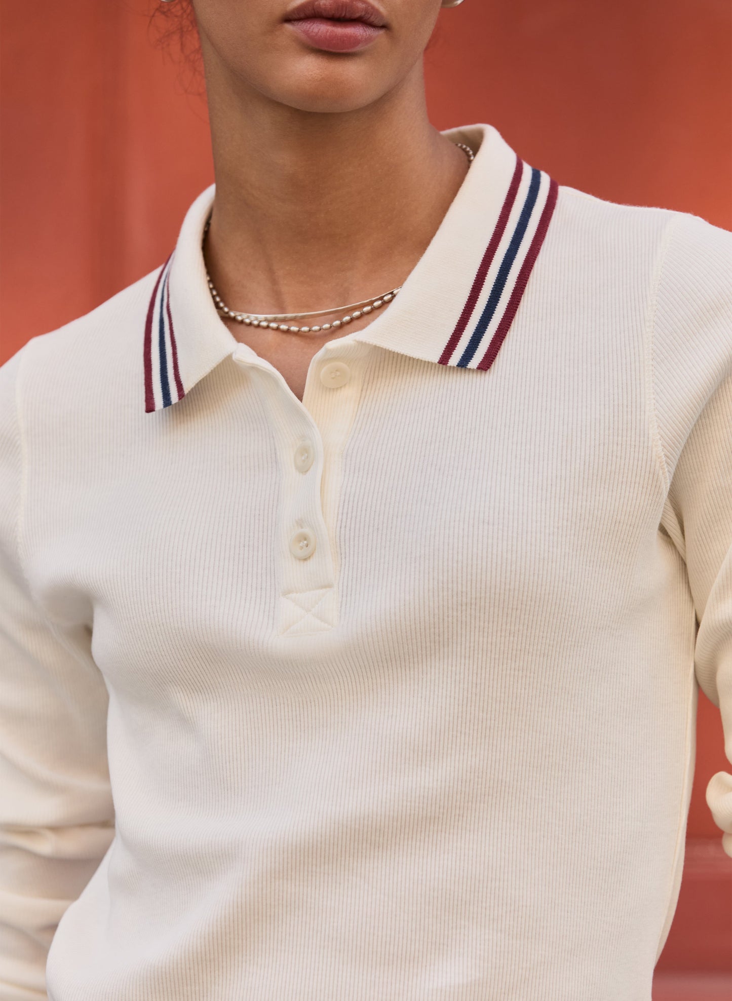 Cameron Organic Cotton Stripe Collar Top